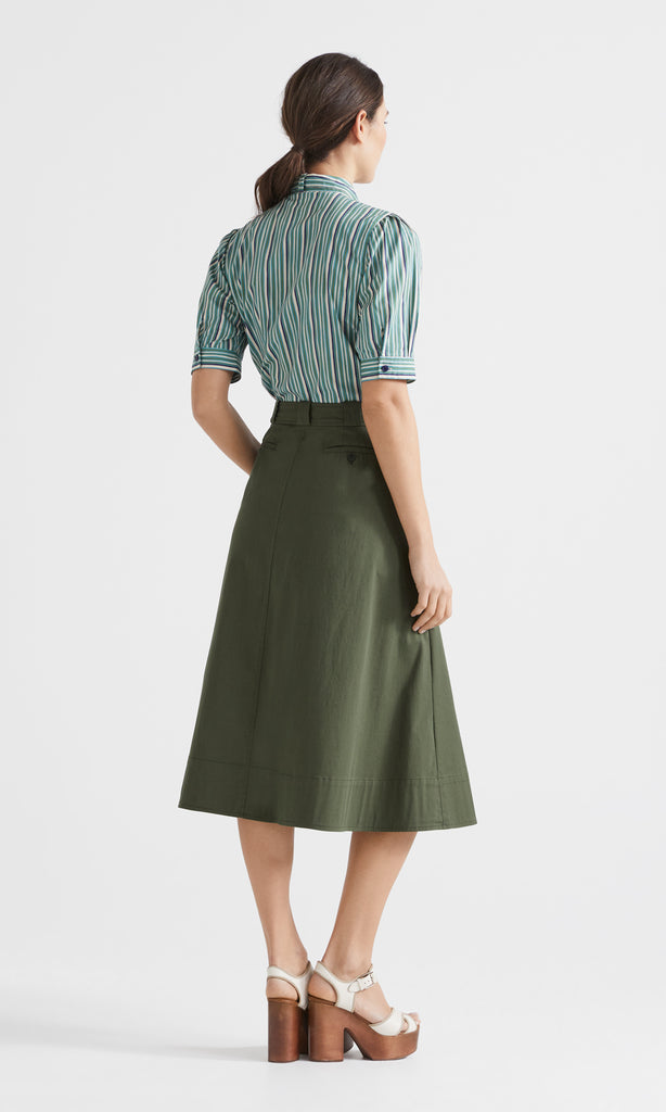 Rigata Bow Front Shirt Azure