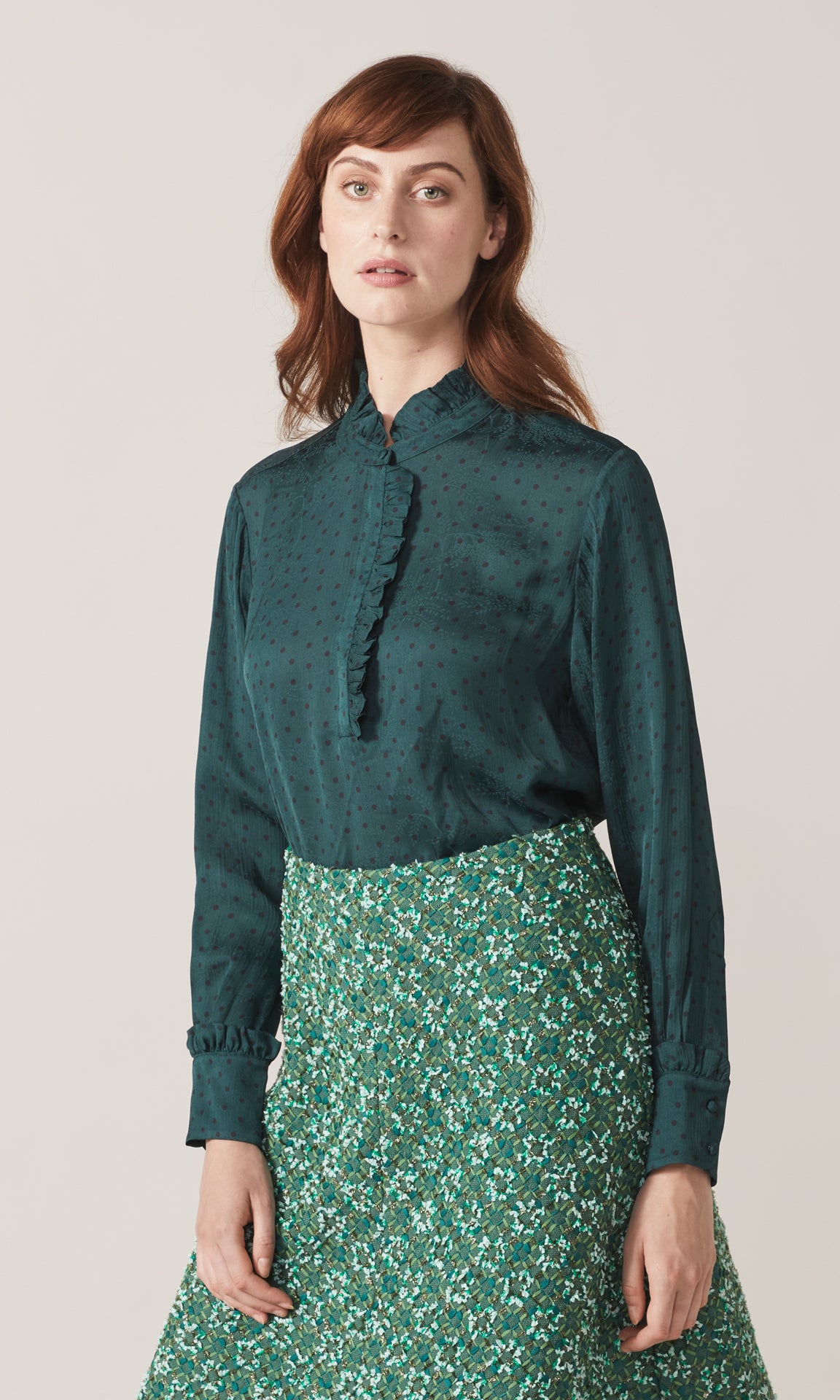 Freya Ruffle Shirt Green
