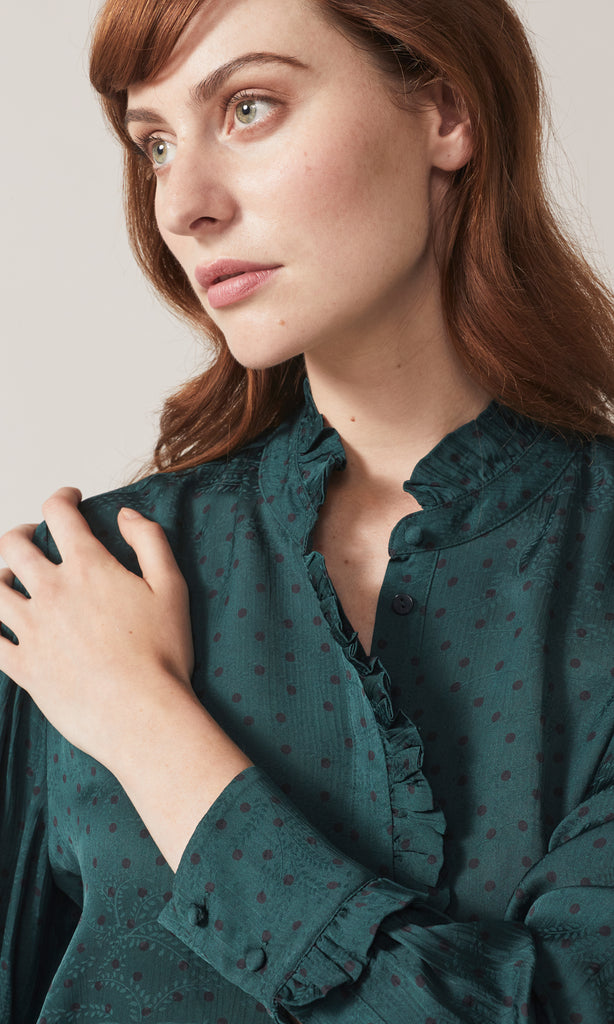 Freya Ruffle Shirt Green