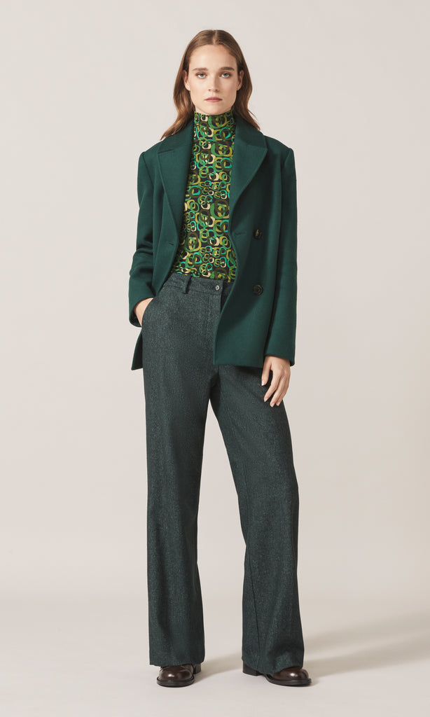 Kelly Dble Breasted Coat Emerald