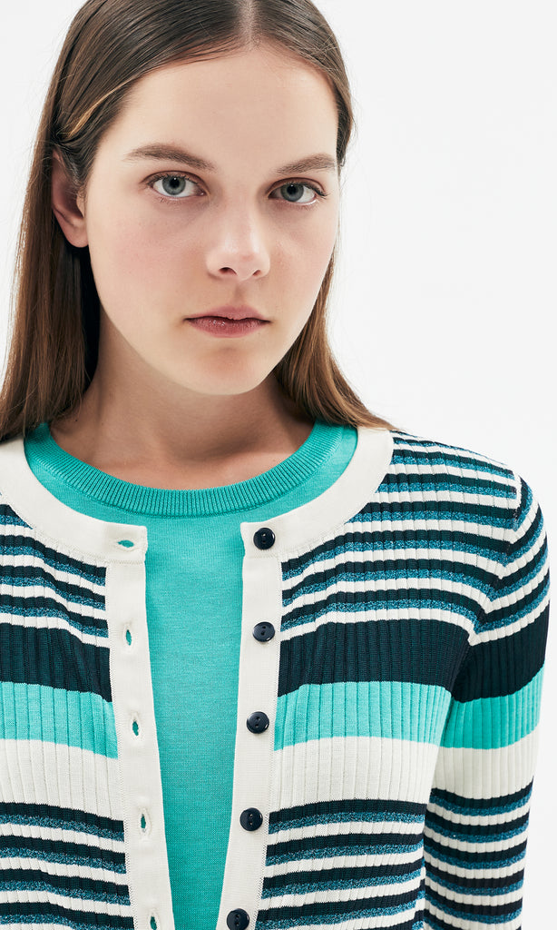 Ciro Stripe Cardigan Mint/Aqua