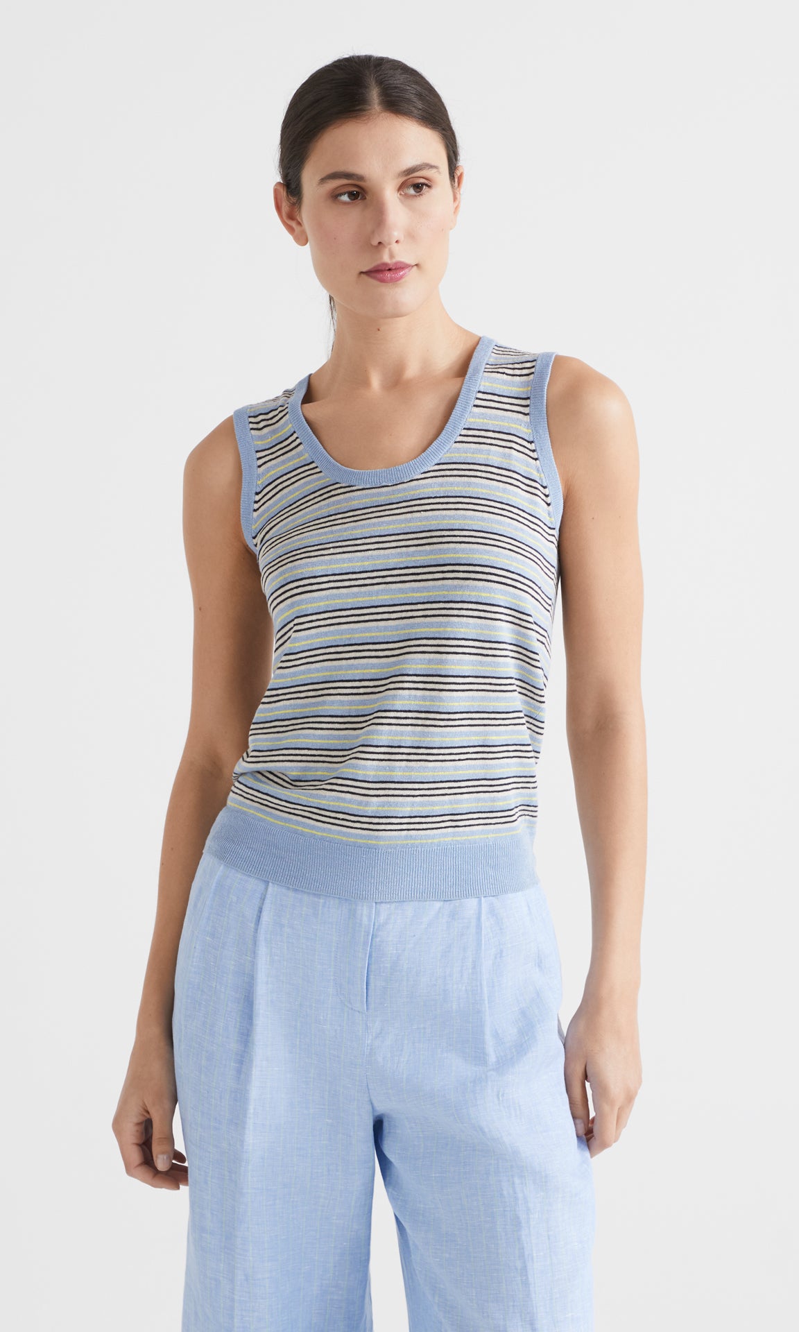 Linea Tank Blue/Navy/Ivory/Lime