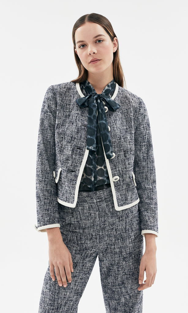 Tivoli Collarless Jacket Navy/Ivory