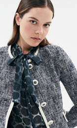 Tivoli Collarless Jacket Navy/Ivory