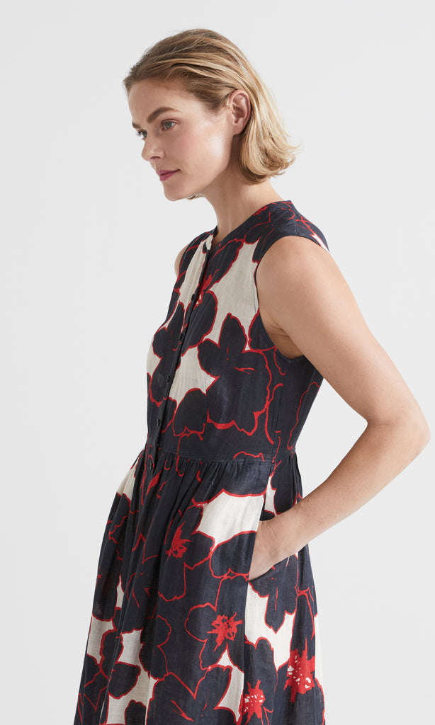 Lahaina Button thru Dress Poppy