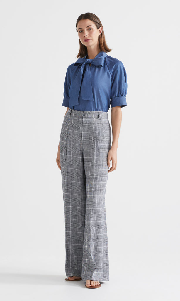 Des Nimes Bow Shirt Mid-Blue