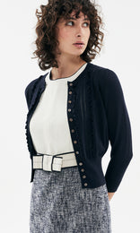 Selene Ruffle Cardigan Navy