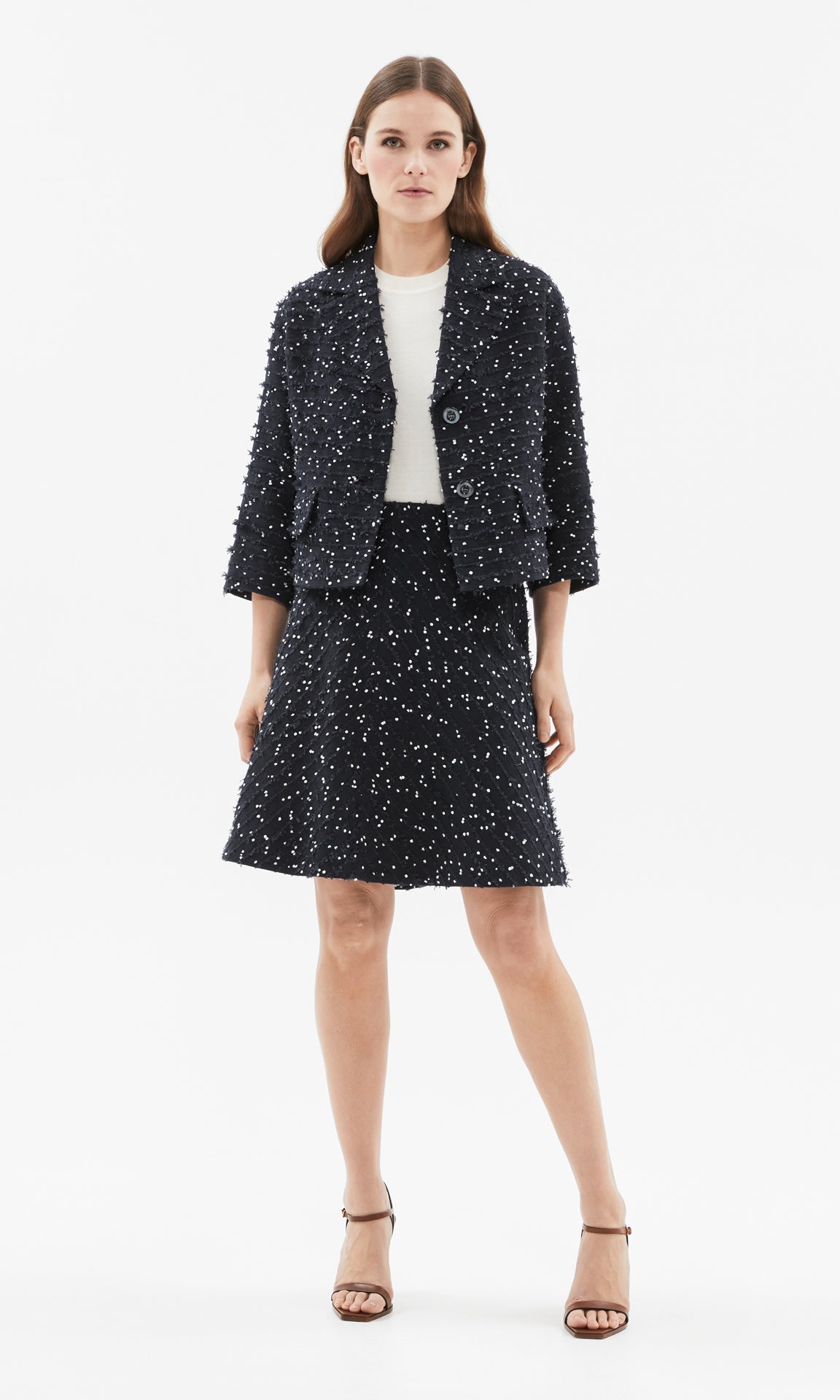Cassis Bias Skirt Navy/White