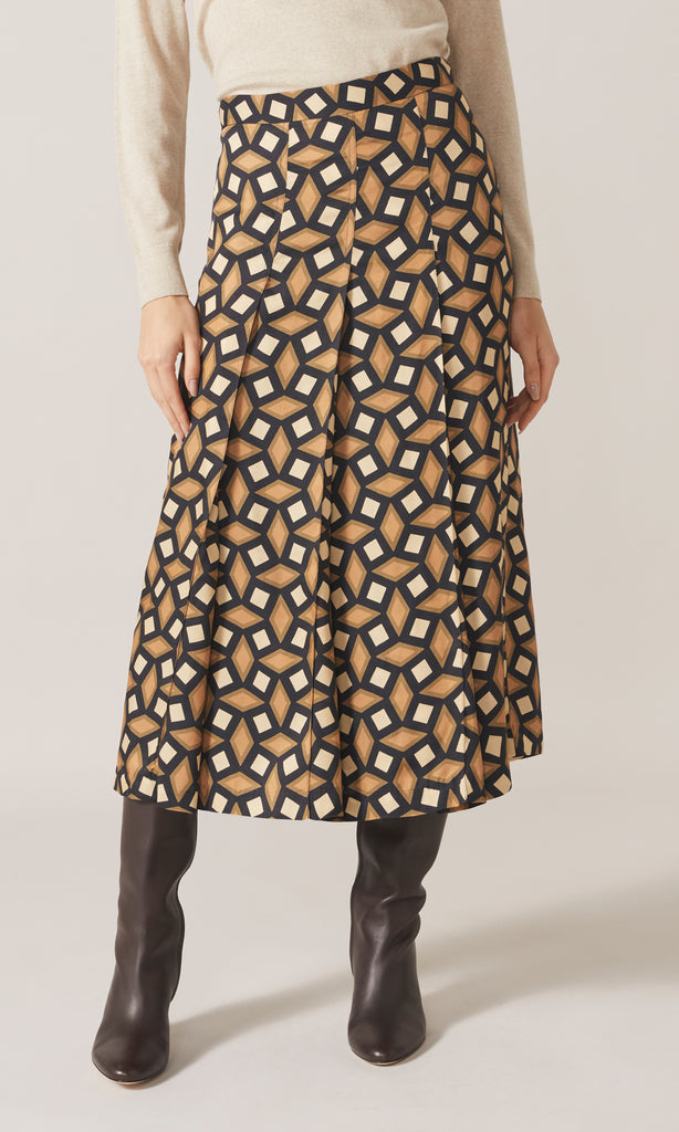 Talia Pleat Skirt Cinnamon