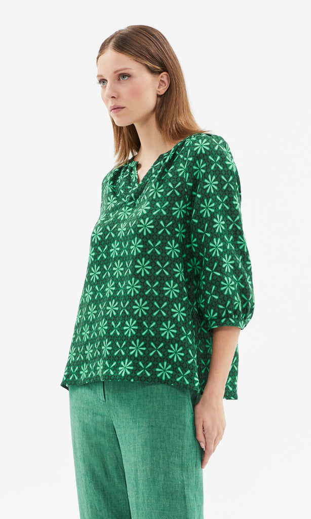 Panarea Peasant Blouse  Emerald