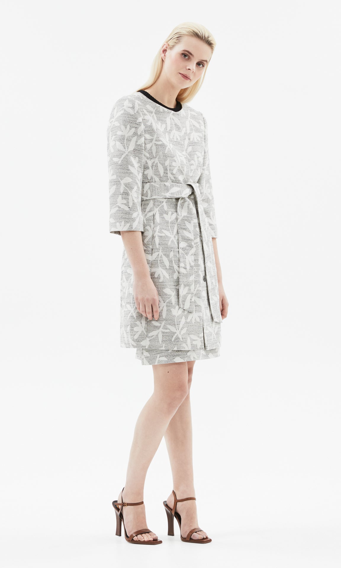 Marmi Collarless Coat Ivory/Blk
