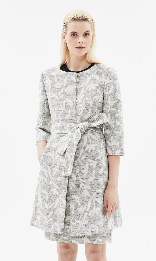 Marmi Collarless Coat Ivory/Blk