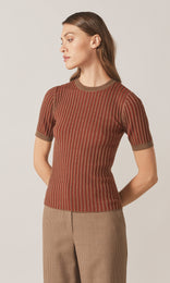 Exeter SS Ribbed Merino Crew Siena