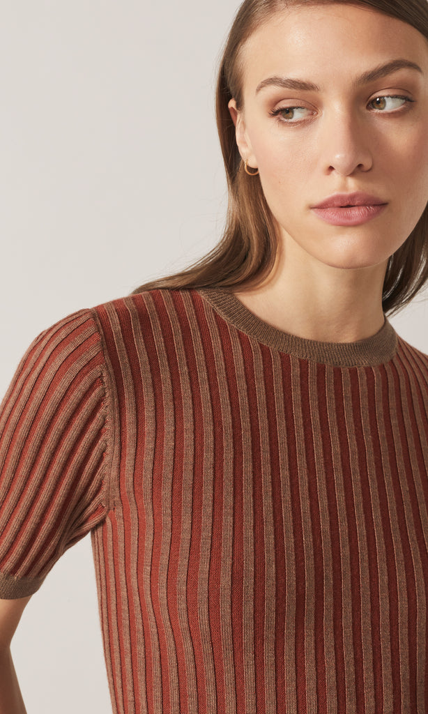 Exeter SS Ribbed Merino Crew Siena