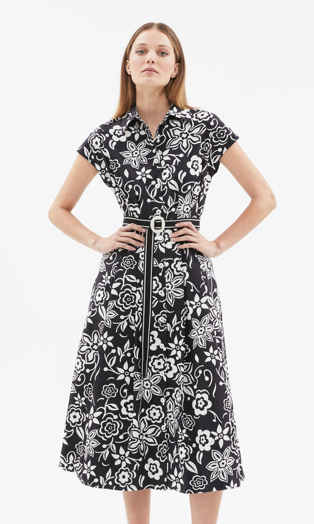 Lyon S/Sleeve Shirt Dress Blk/Ivory