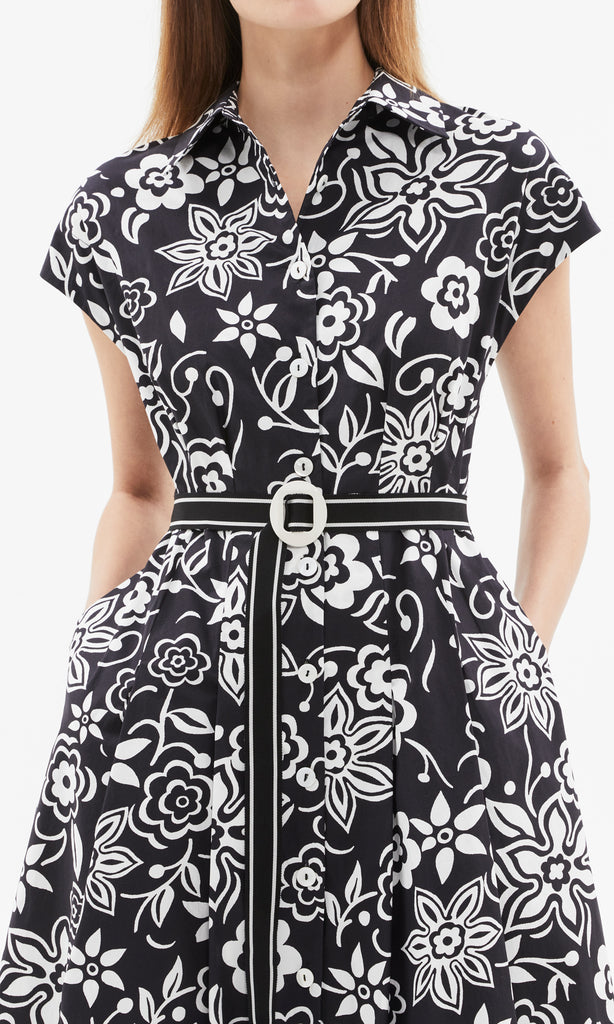 Lyon S/Sleeve Shirt Dress Blk/Ivory