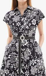 Lyon S/Sleeve Shirt Dress Blk/Ivory