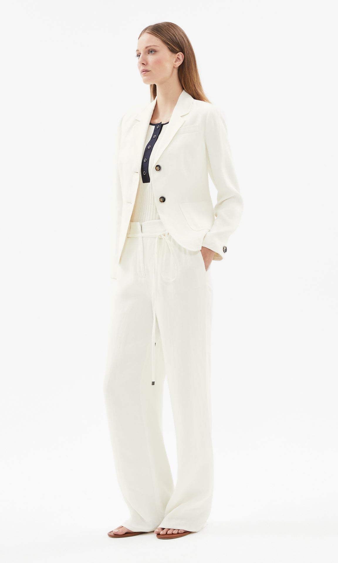 Carnaby Pant withTie belt Ivory