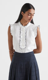 Aria Ruffle Top White