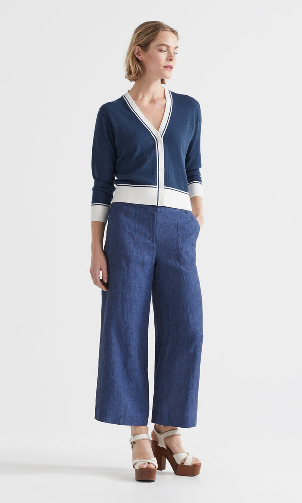 Florent Cardigan Denim /Offwhite