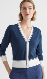 Florent Cardigan Denim /Offwhite