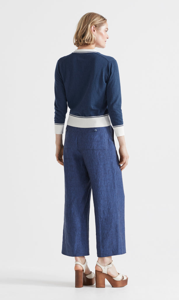 Florent Cardigan Denim /Offwhite