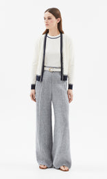 Piemonte Tipped Cardigan Ivory/Navy