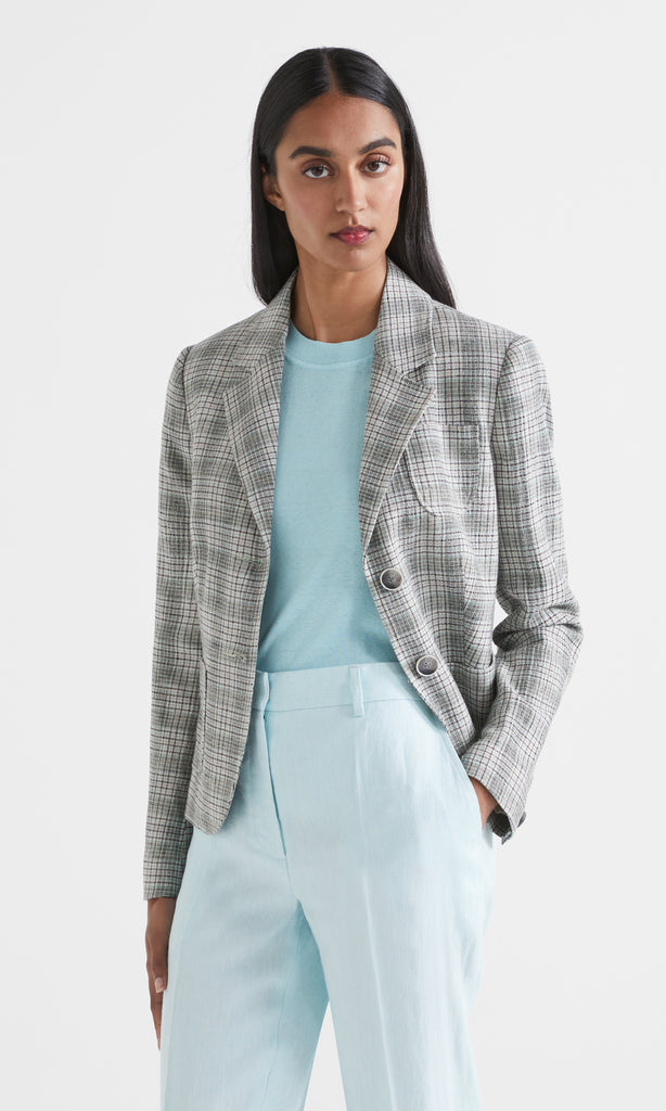 Glenda Plaid Jacket  Sky