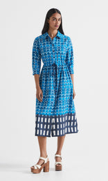 Modena Button Front Dress Indigo