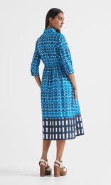 Modena Button Front Dress Indigo