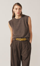 Two tone Suede Belt 30mm Soleil + Chocolate