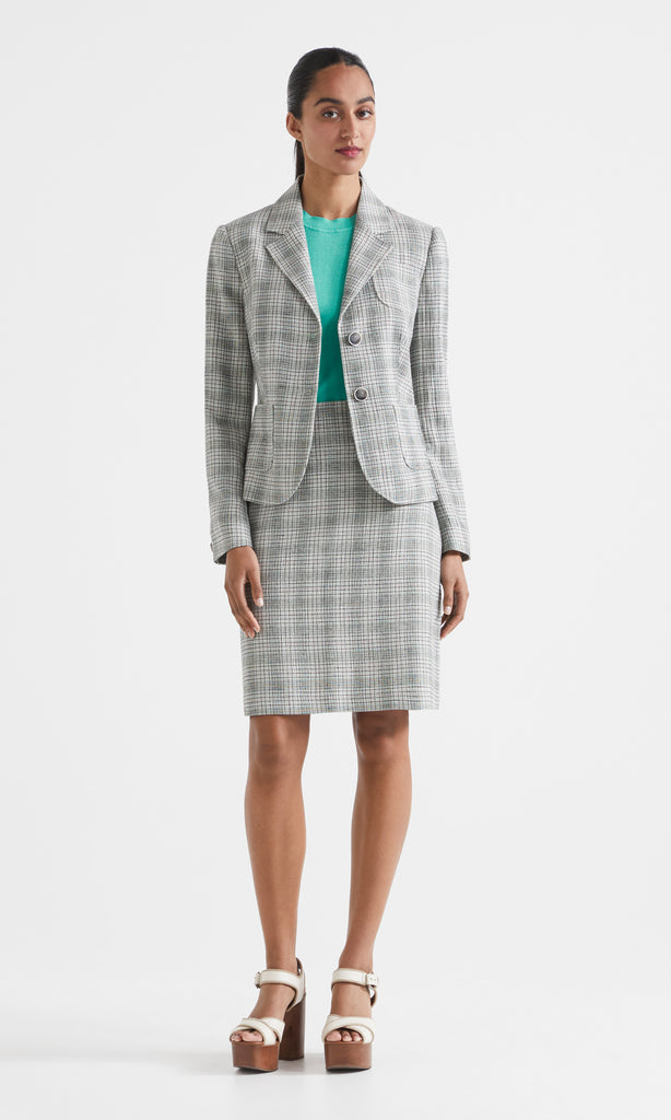 Glenda Plaid Skirt Sky