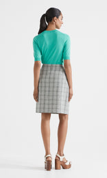 Glenda Plaid Skirt Sky