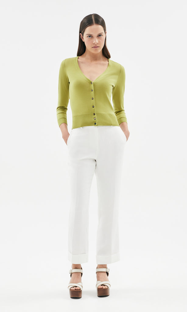 Selene V-Neck Cardigan Pear