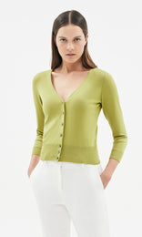 Selene V-Neck Cardigan Pear