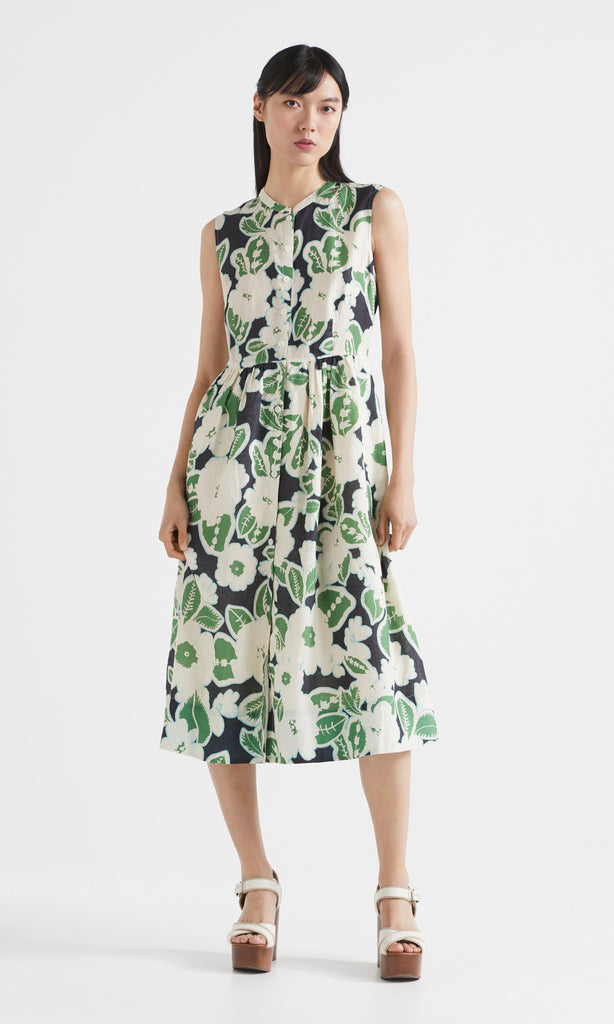 Meriah Button Front Dress Green