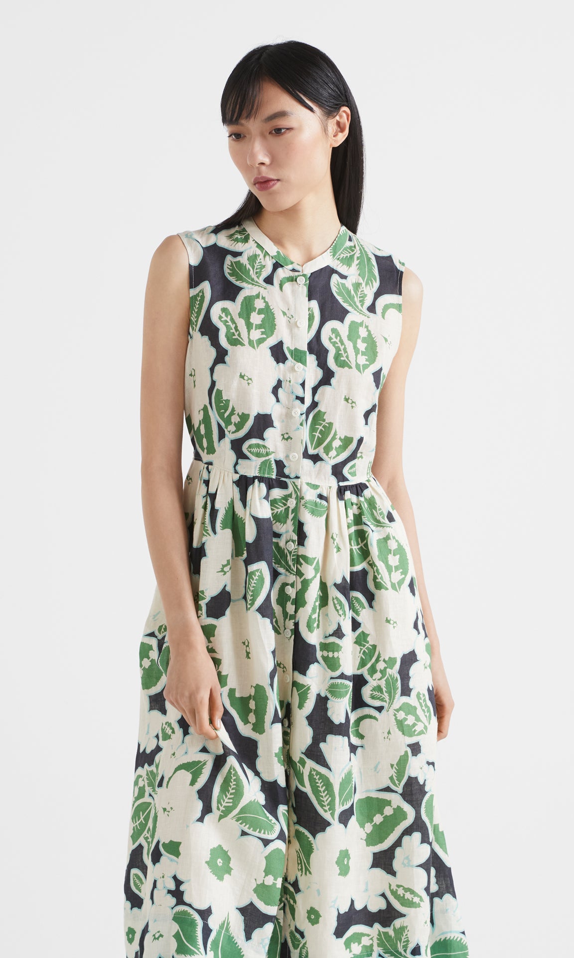 Meriah Button Front Dress Green