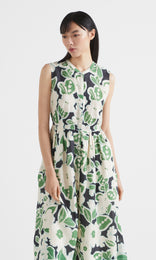 Meriah Button Front Dress Green