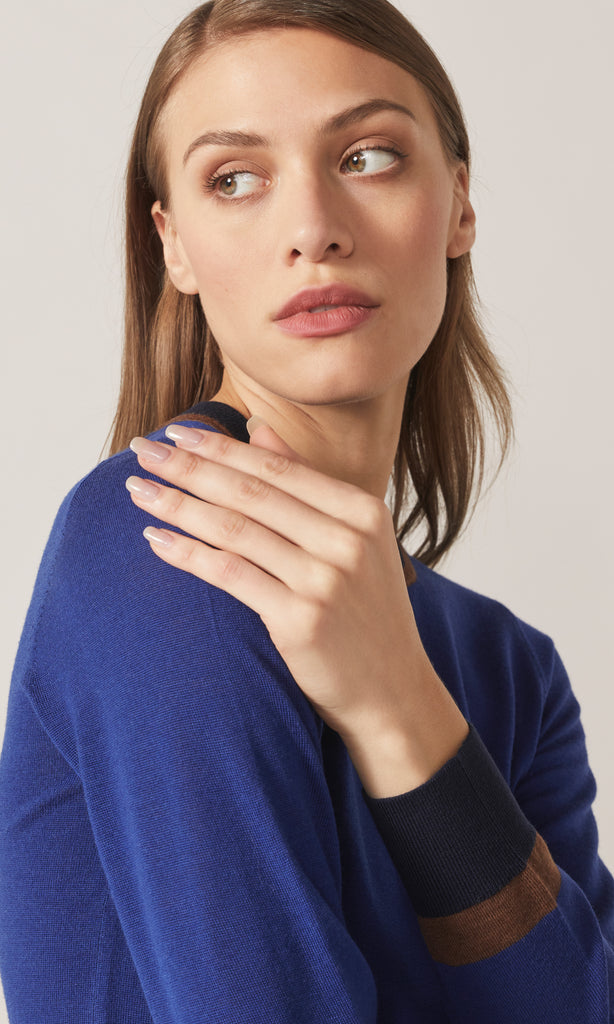 Exeter LS Merino Crew Cobalt