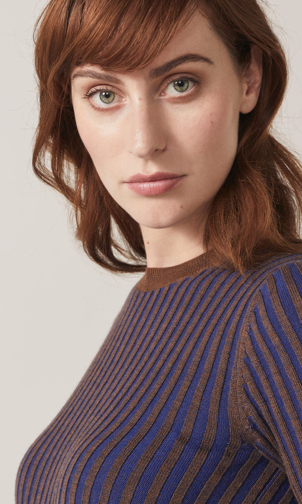 Exeter SS Ribbed Merino Crew Cobalt