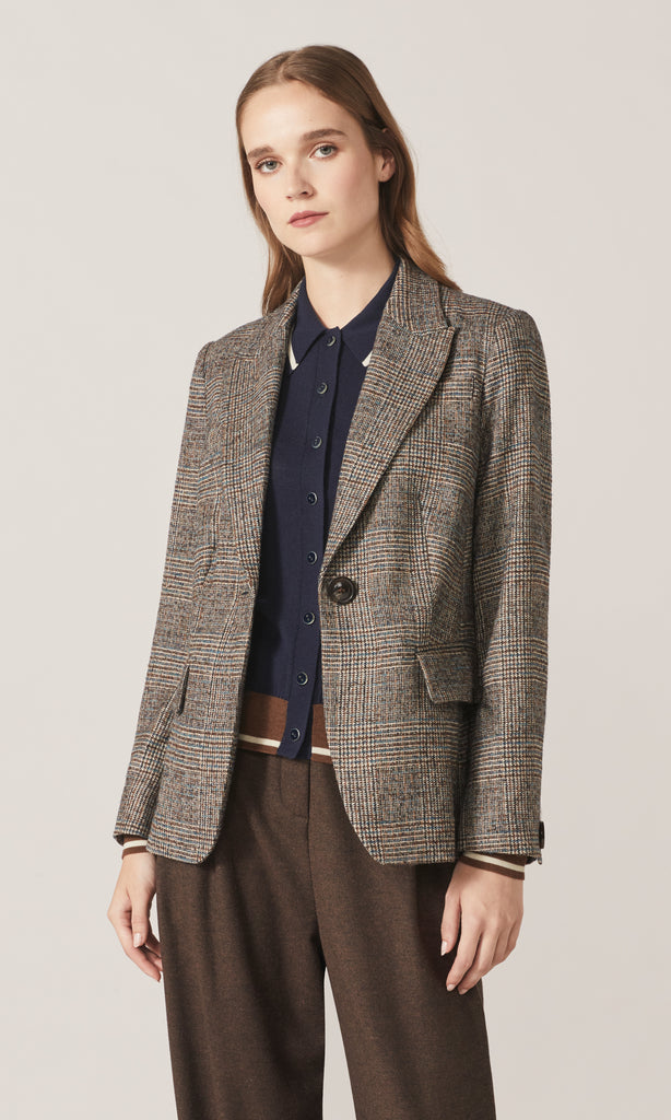 Drummond Plaid Blazer Chocolate