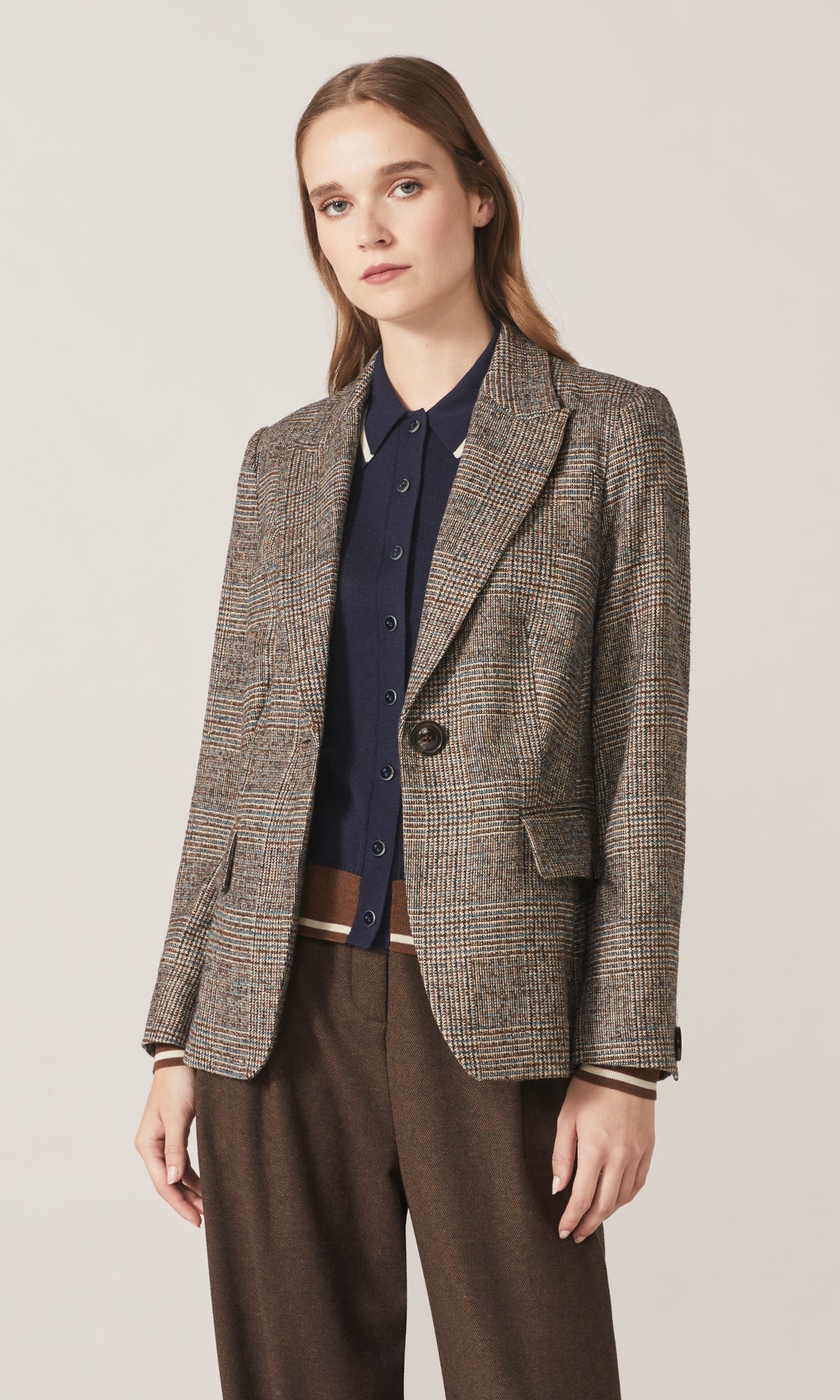 Drummond Plaid Blazer Chocolate