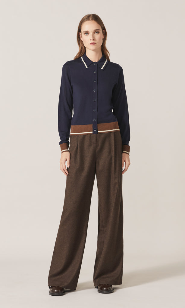 Exeter Collared Cardigan Navy