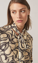 Scritta Tie Blouse Ivory