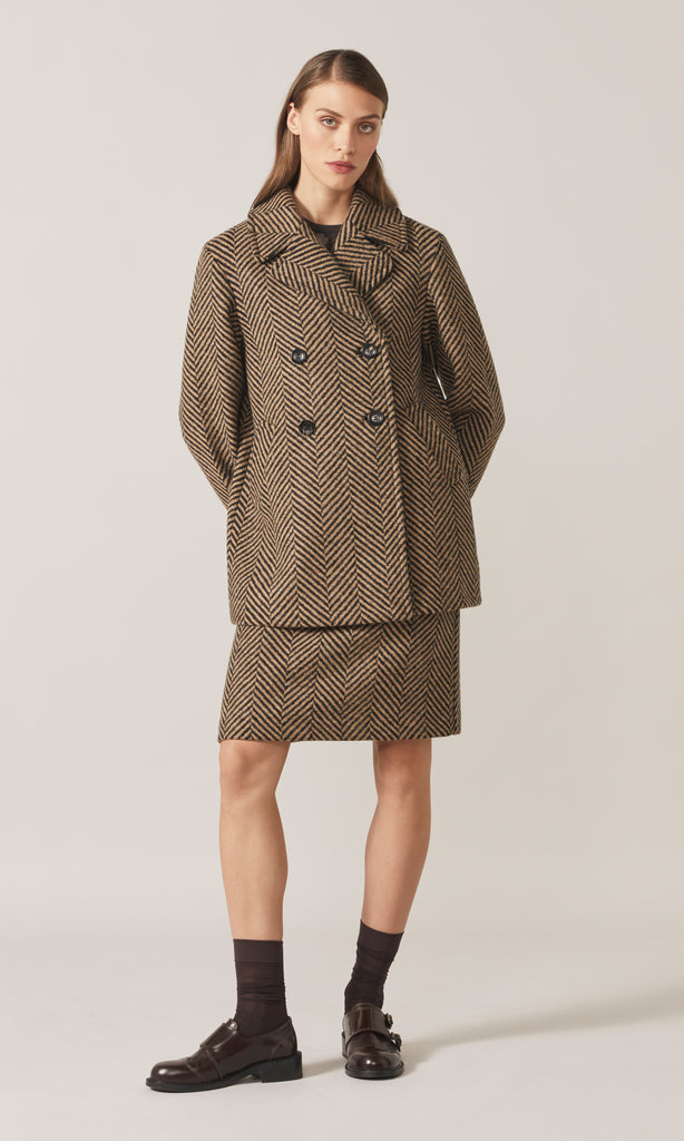 Chevrone Coat Camel