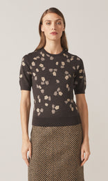 Fisher Floral Jacquard Crew Chocolate