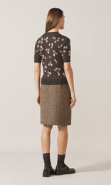 Fisher Floral Jacquard Crew Chocolate