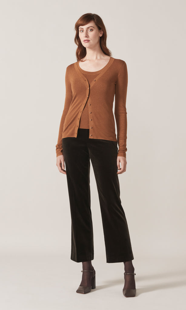 Adelphi Lurex Cardigan Camel