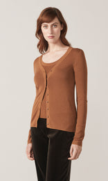 Adelphi Lurex Cardigan Camel