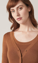 Adelphi Lurex Cardigan Camel